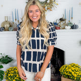 Houston Navy Box Plaid Top Entro