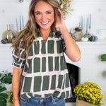 Houston Olive Box Plaid Top Entro