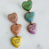 Valentines Conversation Hearts Enamel Earrings