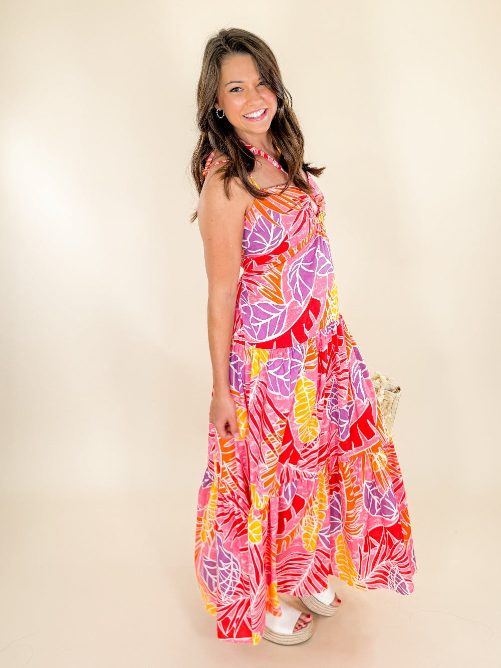 Palm Royale Tropical Halter Dress Karlie brand