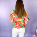 bright floral cotton puff sleeve top thml brand