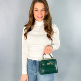 Lantern Faux Croc Crossbody Purse