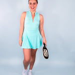 front zip aqua athleisure tennis dress