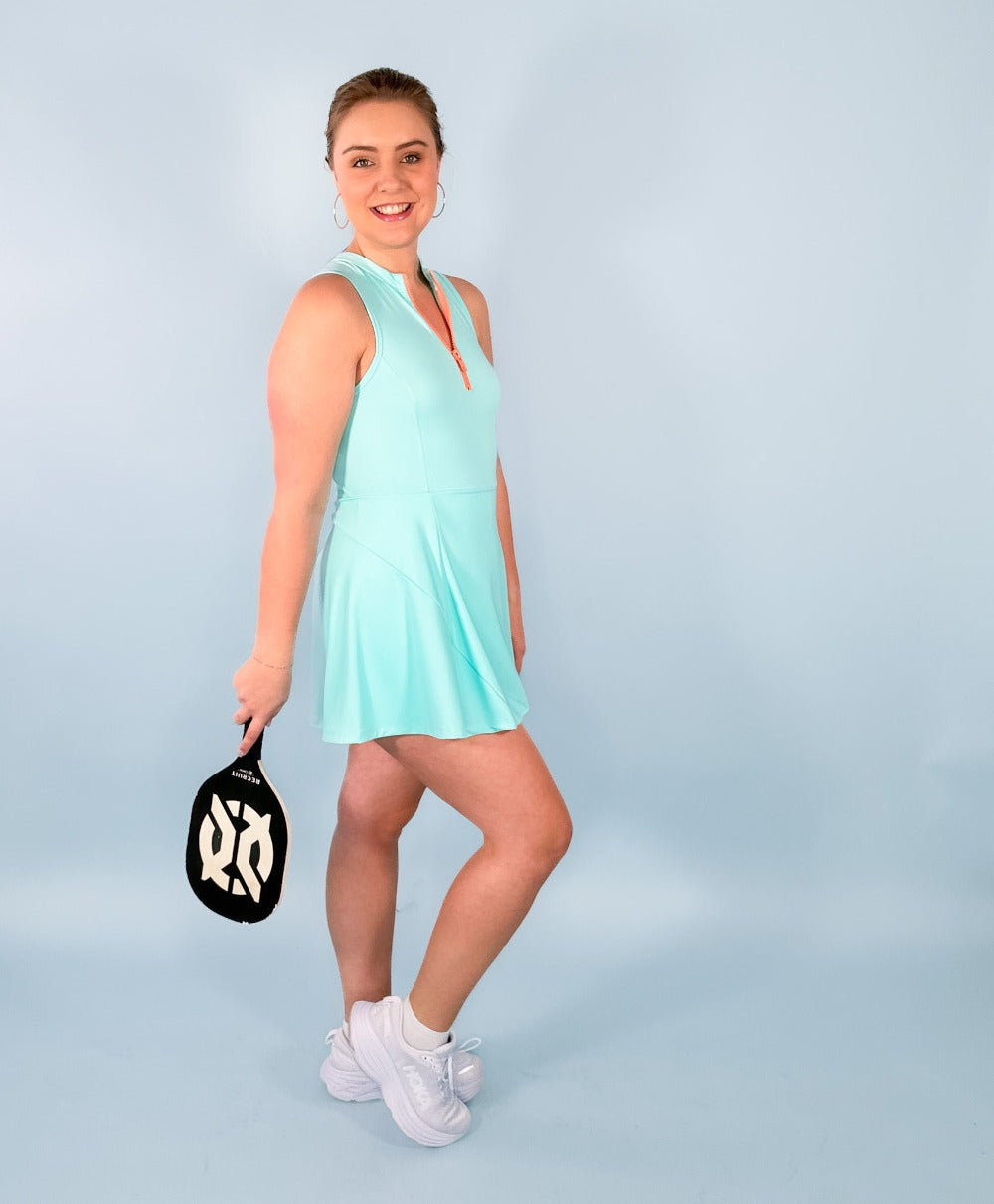 front zip aqua athleisure tennis dress