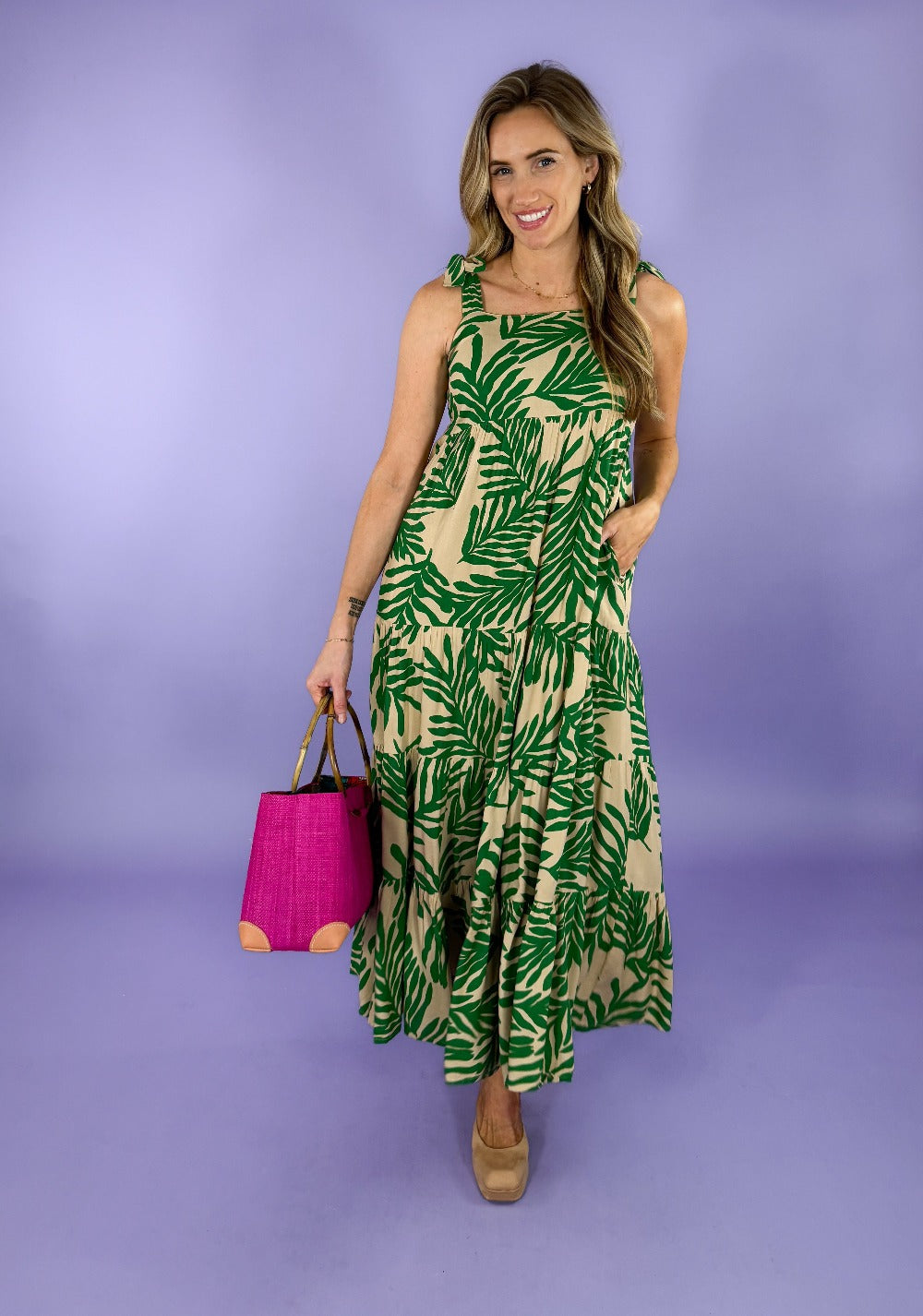 Rainforest Tie Strap Maxi Dress THML | Clover and Bee
