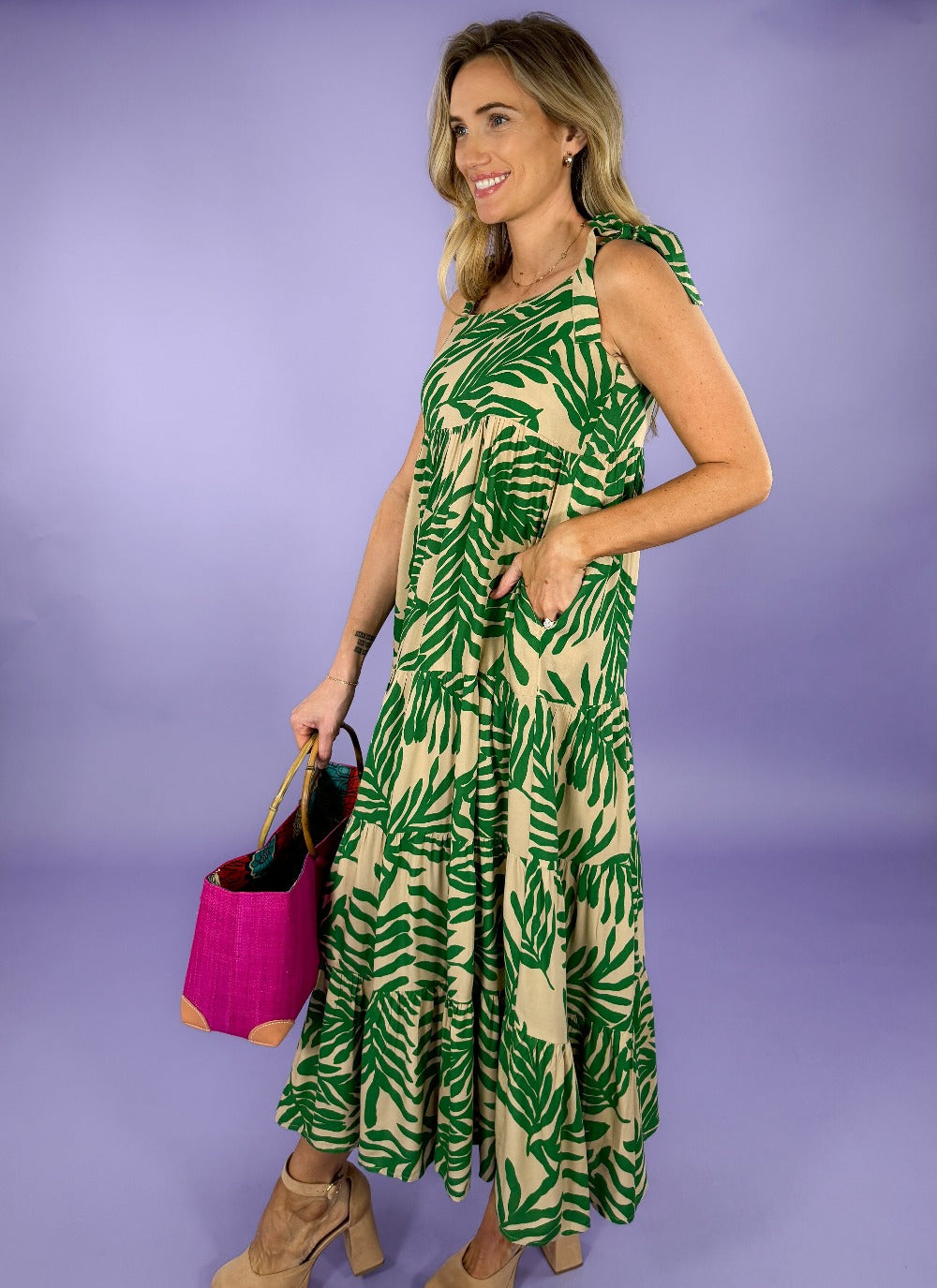Rainforest Tie Strap Maxi Dress THML | Clover and Bee