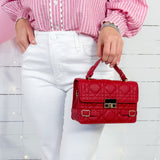 Quilted Red Satchel Bag