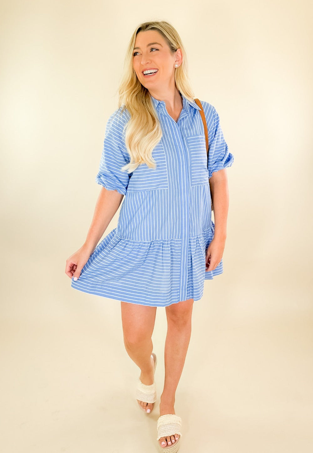 Dillon Blue Stripe Mini Dress Karlie brand