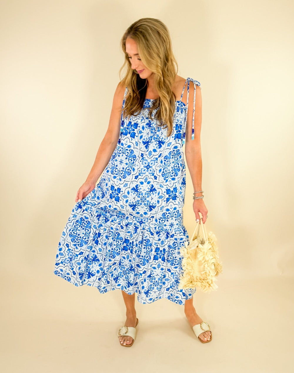 Catalina Blue Tile Maxi Dress Karlie brand