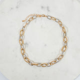 Gold + Silver Twisted Oval Classic Chain Necklace