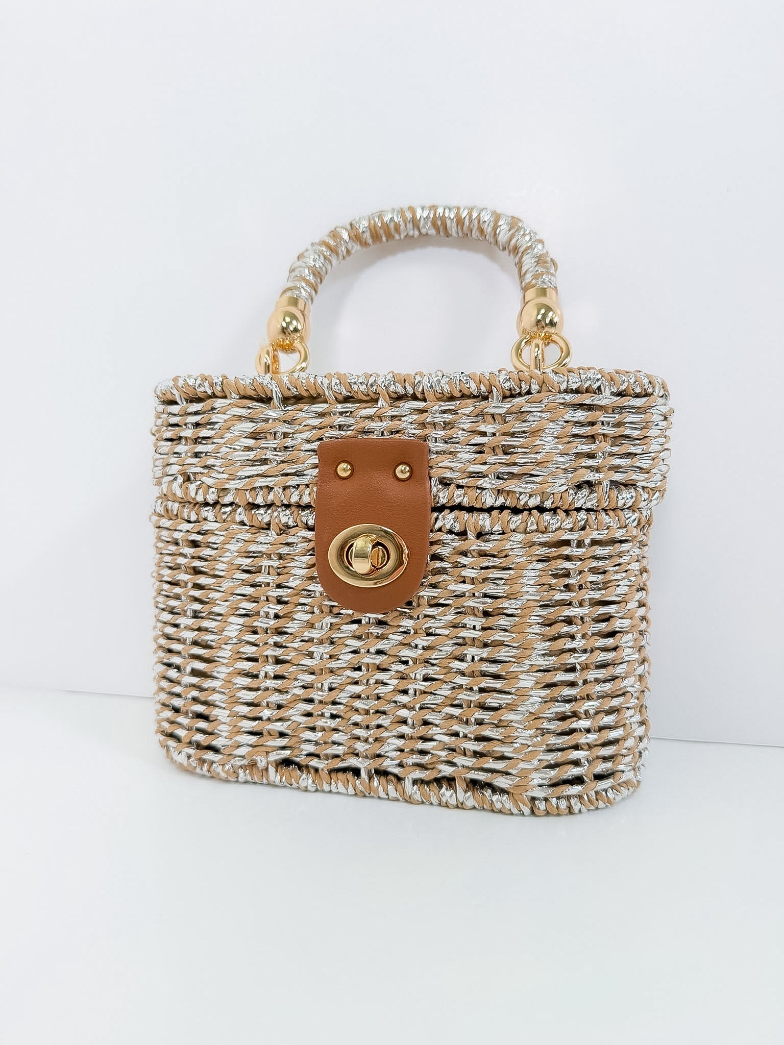 Woven Top Handle Box Bag