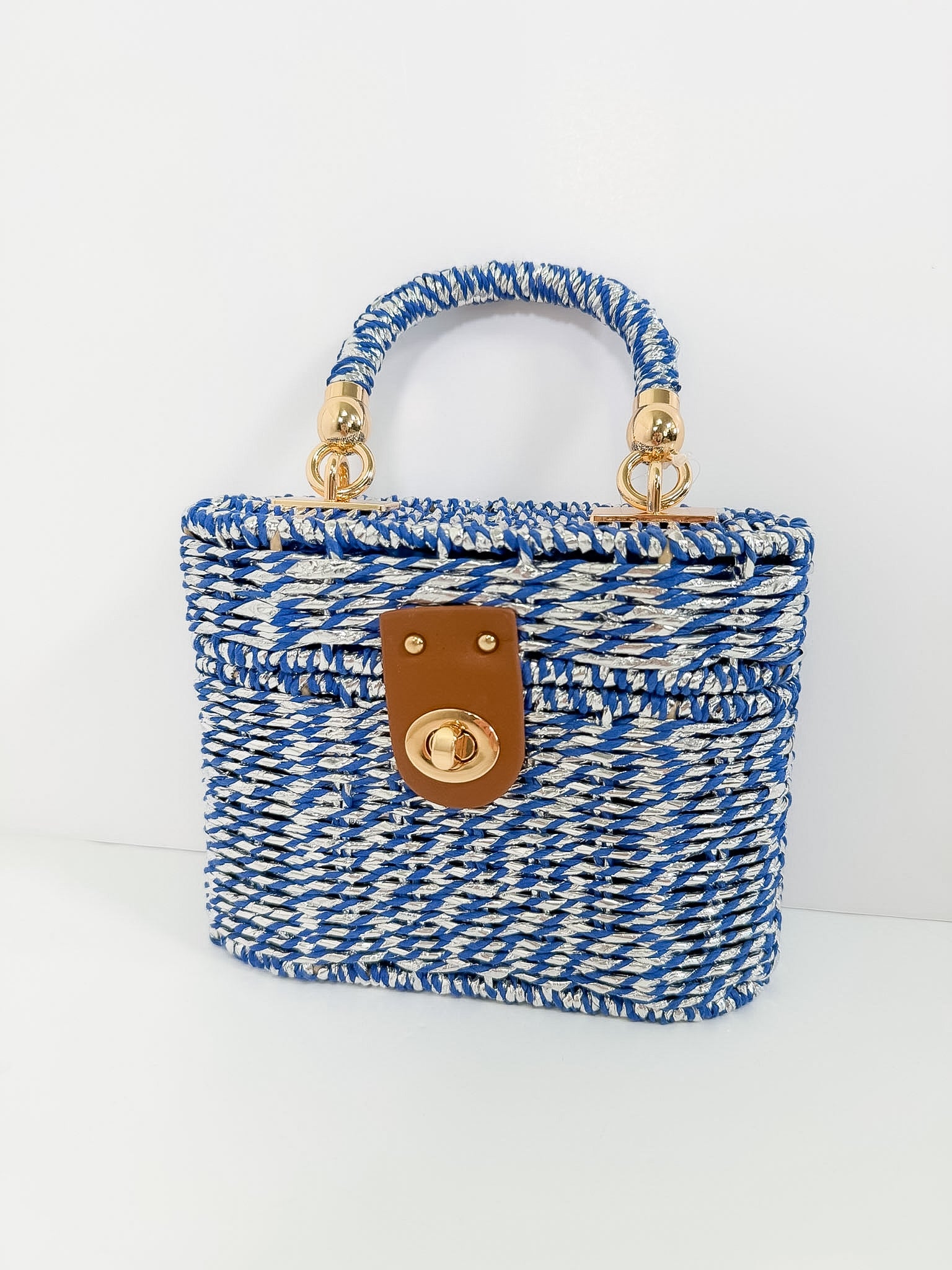 Woven Top Handle Box Bag