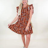 Everly Touchdown Navy + Orange Dress Michelle McDowell brand