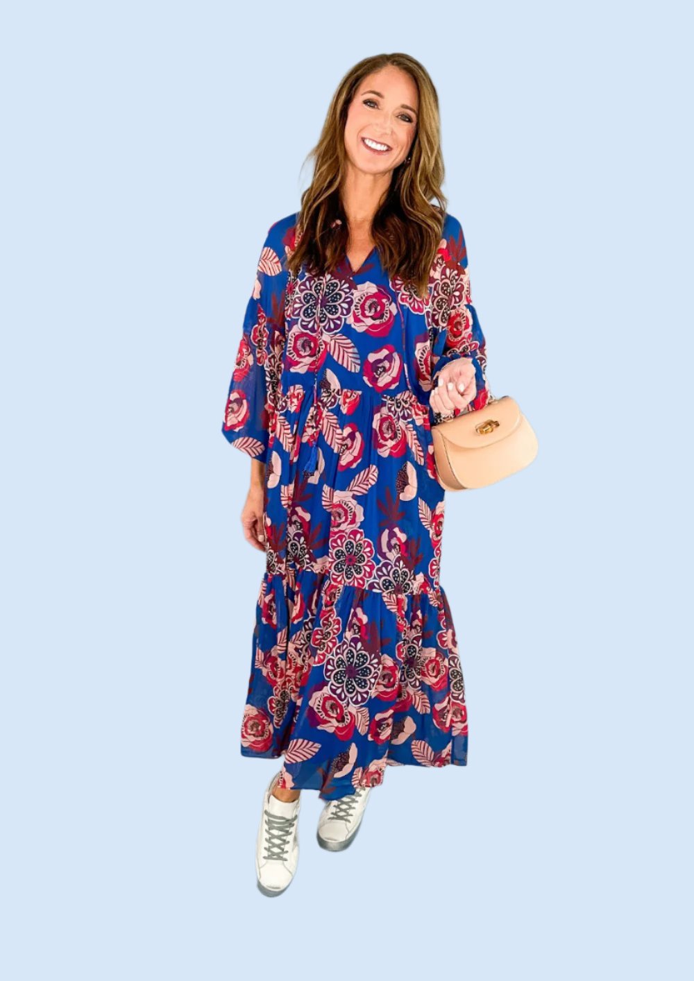 Elena Sapphire Bloom Midi Dress Maude Vivante