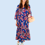 Elena Sapphire Bloom Midi Dress Maude Vivante