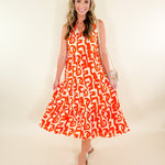 Romine Orange + Ecru Midi Dress THML brand