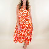 Romine Orange + Ecru Midi Dress THML brand