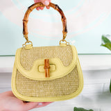 Saddle Bag with Bamboo Top Handle + Raffia Body