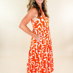 Romine Orange + Ecru Midi Dress THML brand