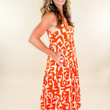 Romine Orange + Ecru Midi Dress THML brand