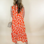 Romine Orange + Ecru Midi Dress THML brand