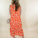 Romine Orange + Ecru Midi Dress THML brand