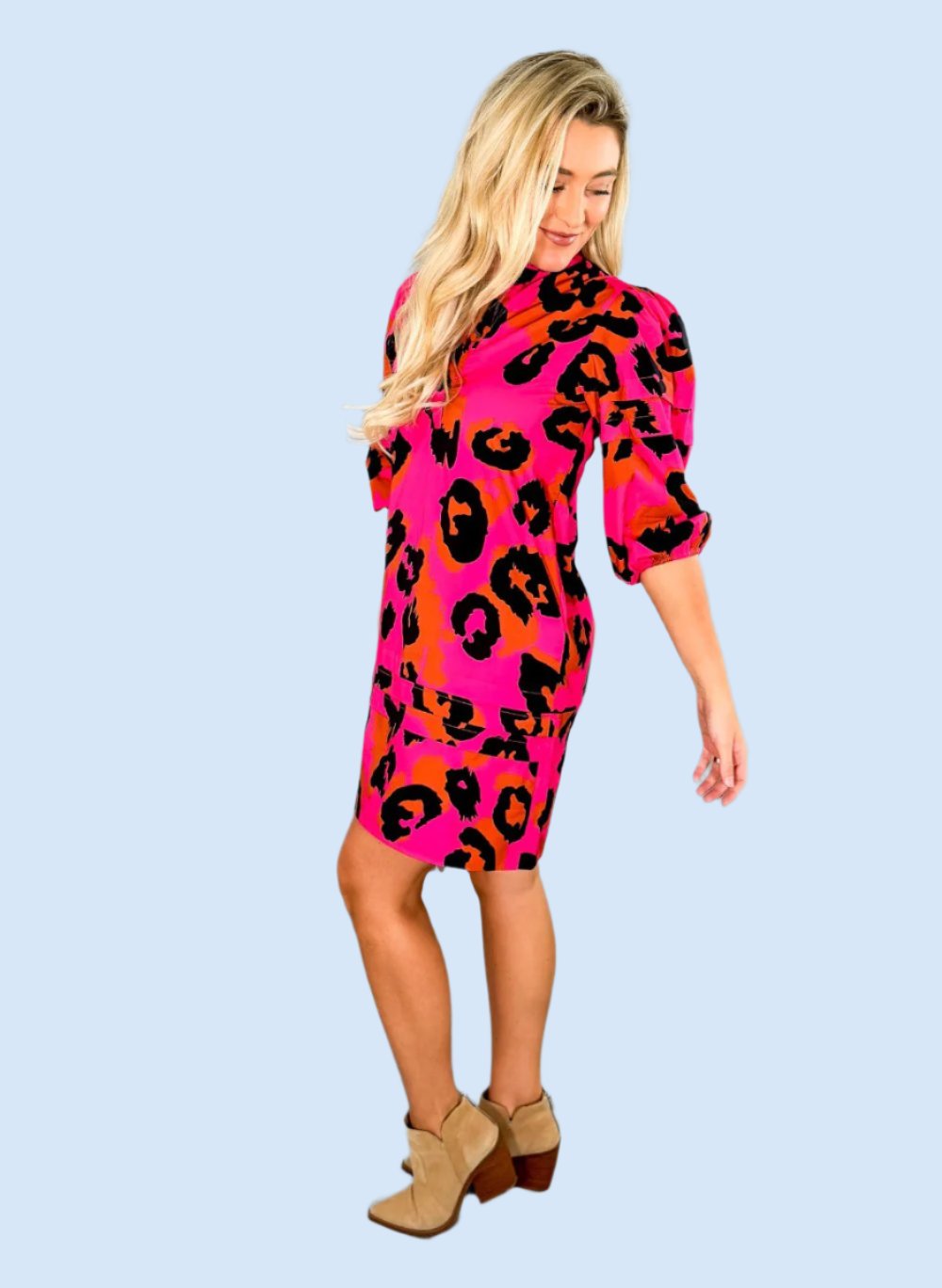 Freya Pink Leopard Mini Dress Maude Vivante