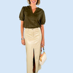 Danica Camel Leather Maxi Skirt Lucy Paris