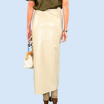 Danica Camel Leather Maxi Skirt Lucy Paris