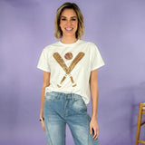 Queen of Sparkles White + Gold Baseball Tee | Clover and Bee