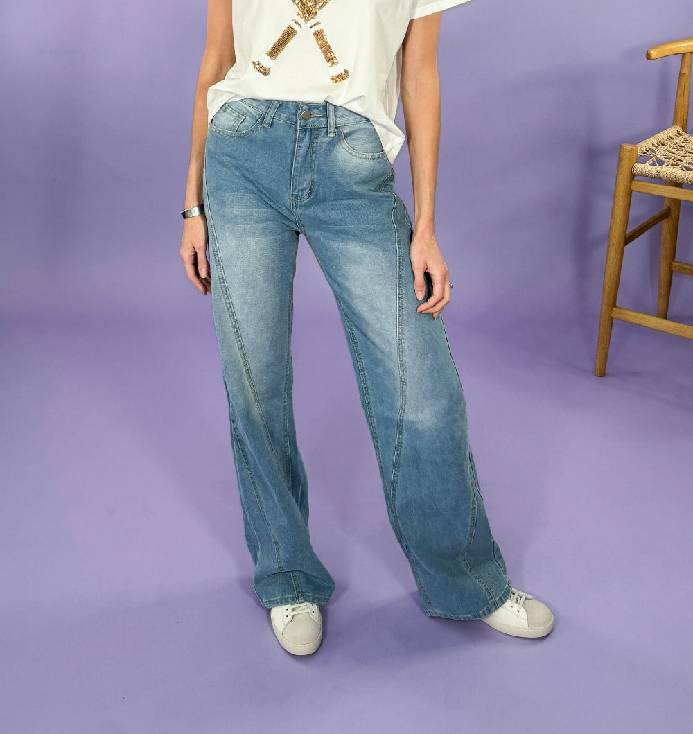 LouLou + Ginny Wide Leg Seamed Jeans | Clover and Bee