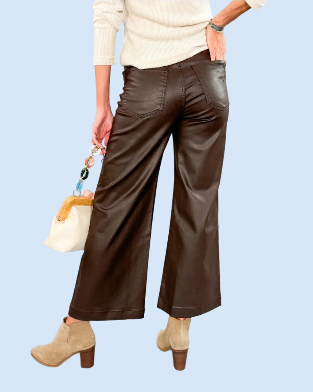 Meg Chocolate Coated High Rise Fab Ab Wide Leg Pant KUT brand