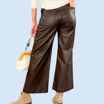 Meg Chocolate Coated High Rise Fab Ab Wide Leg Pant KUT brand