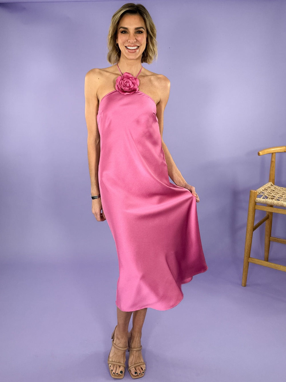 Jonah Pink Halter Dress Lucy Paris | Clover and Bee