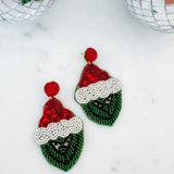 Beaded Grinch Face Earrings