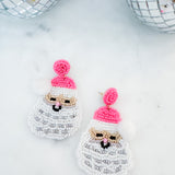 Pink Santa Hat Beaded Earrings