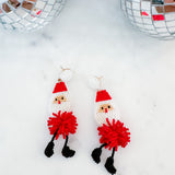 Beaded Leggy Santa Earrings