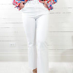 Kelsey Optic White High Rise Ankle Flare Jeans