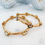 Gold Tone Gemstone Cuff Bangle Bracelet