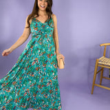 Ocean Side Teal Tropical Maxi Dress | Clover and Bee