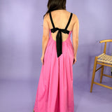 Power Pink Black Back Tie Maxi Dress Sugarlips | Clover and Bee