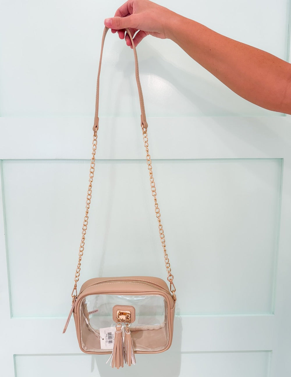 Addison Clear Crossbody + Tassel Bag BEIGE