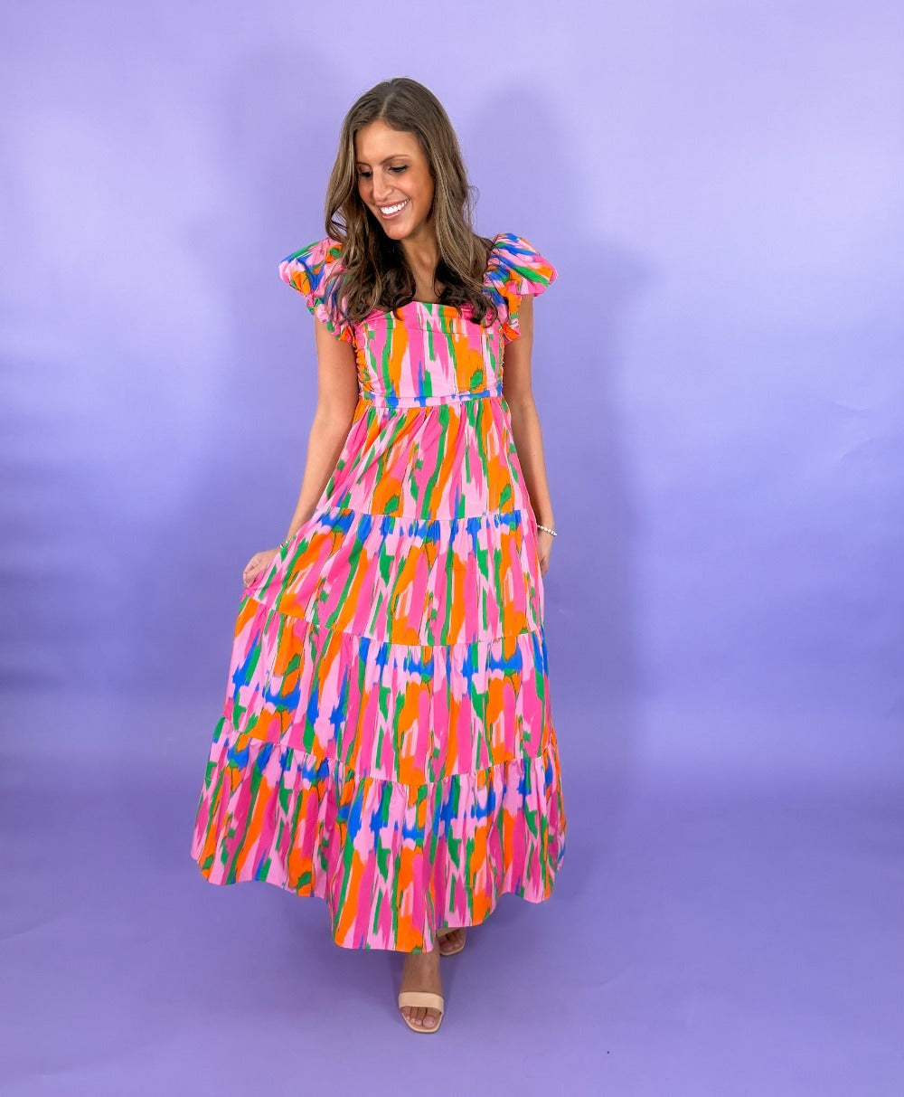 Brush Print Bold Maxi Dress | Clover and Bee