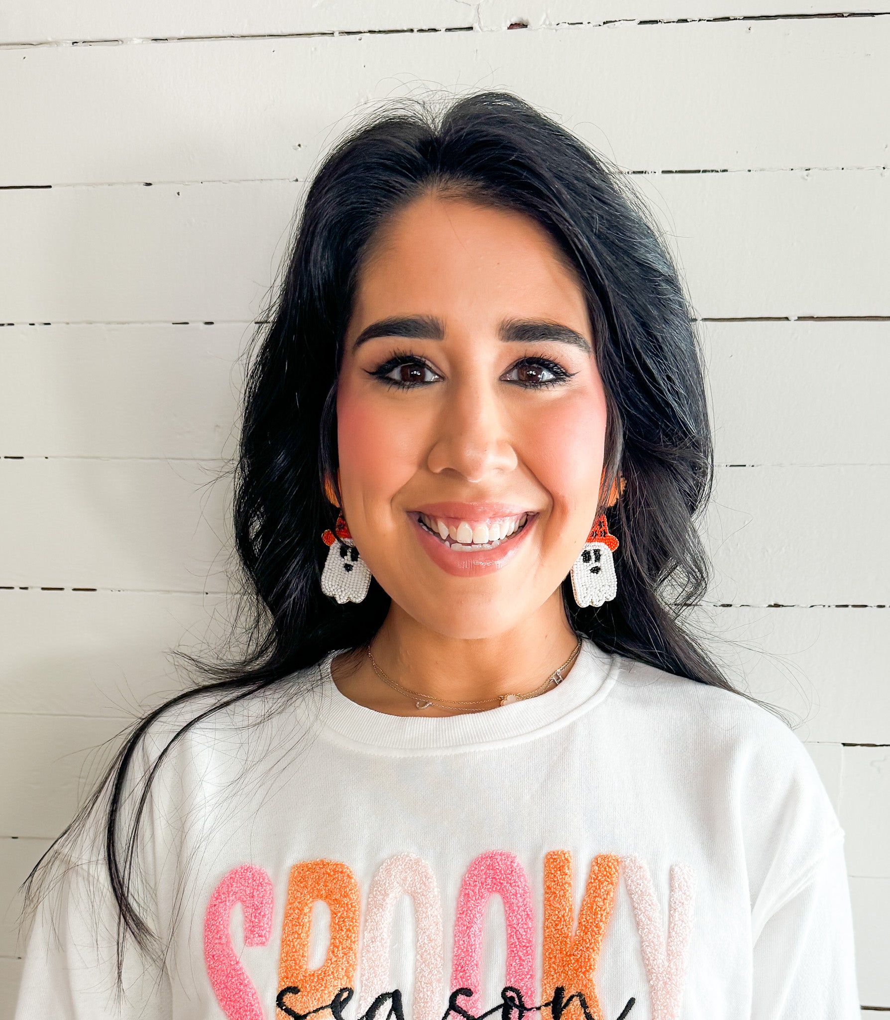 Ghost + Hat Pom Pom Earrings