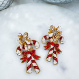 Beaded Candy Cane Drop Earrings