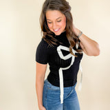 Lorraine Bow Accent Black Sweater