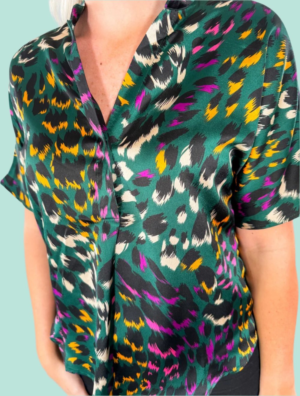 Kali Leopard Green Top Meet Me in Santorini