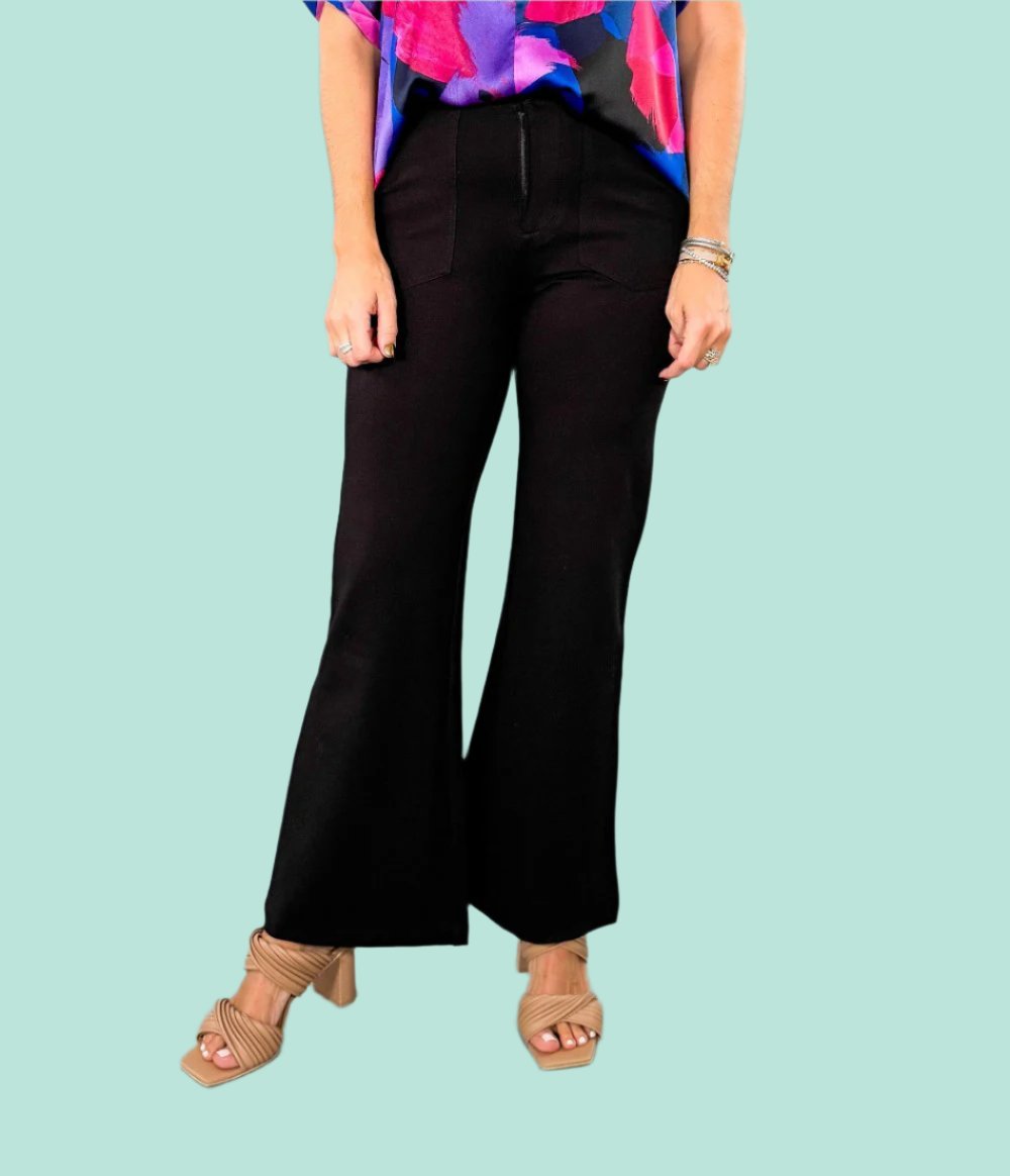 Dinah Black Ponte Flare Pants