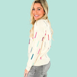 Lipscomb Cream Color Drop Sweater THML