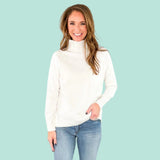 Clarice White Mock Turtleneck Sweater Hidden